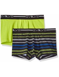 Evolve Men's Cotton Stretch No Show Trunk Underwear Multipack, Lime Green/Multi Stripe/Black, Medium