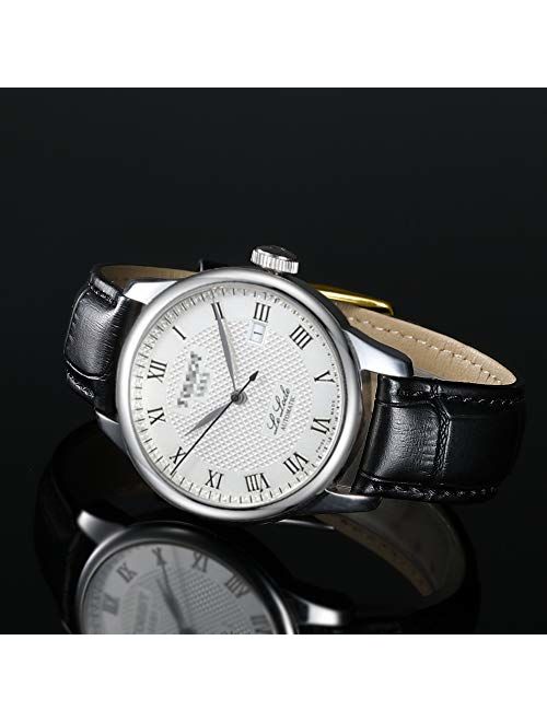 iStrap Leather Watch Band Alligator Grain Calfskin Replacement Strap Stainless Steel Buckle Bracelet for Men Women-18mm 19mm 20mm 21mm 22mm 24mm-Black Brown