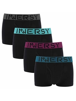 Mens 4 Pack Low Rise Trunks Cotton Breathable Underwear with Pouch