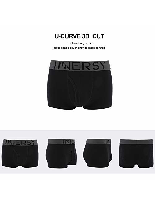 INNERSY Mens 4 Pack Low Rise Trunks Cotton Breathable Underwear with Pouch