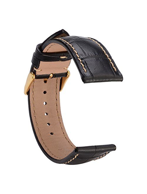 WOCCI 18mm 19mm 20mm 21mm 22mm Alligator Embossed Leather Watch Band, Replacement Strap for Men or Women