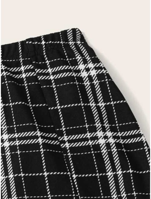 Shein Split Hem Plaid Skirt