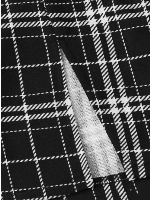 Shein Split Hem Plaid Skirt