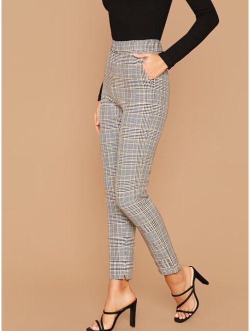 Shein Elastic Waist Plaid Pants