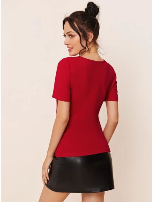 Shein Solid Sweetheart Neck Top