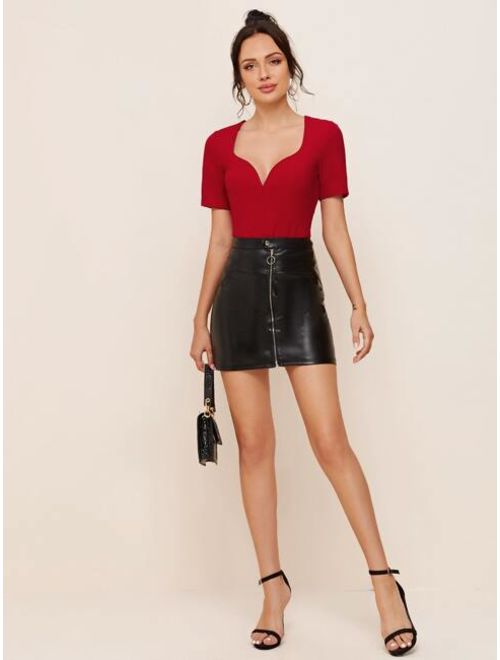 Shein Solid Sweetheart Neck Top