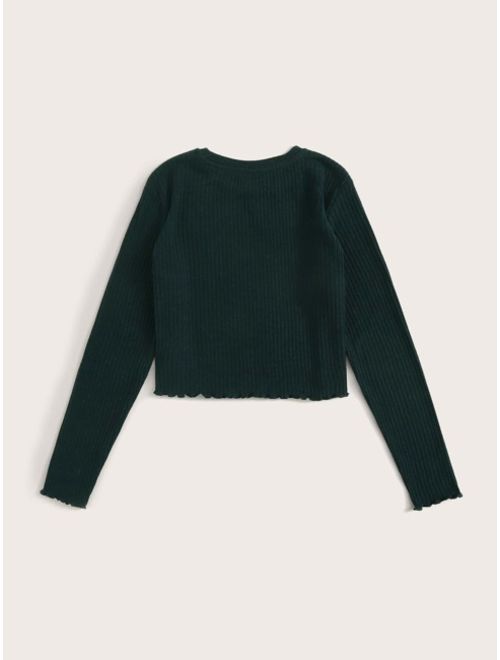 Shein Lettuce Trim Rib-knit Top