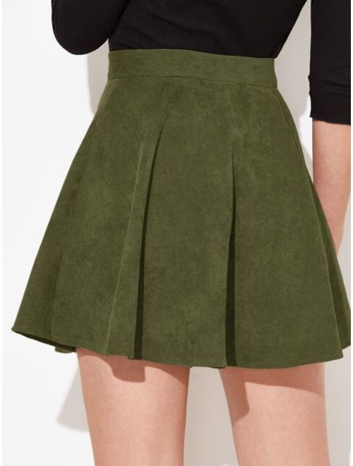 Shein Buttoned Front Cord Skater Skirt