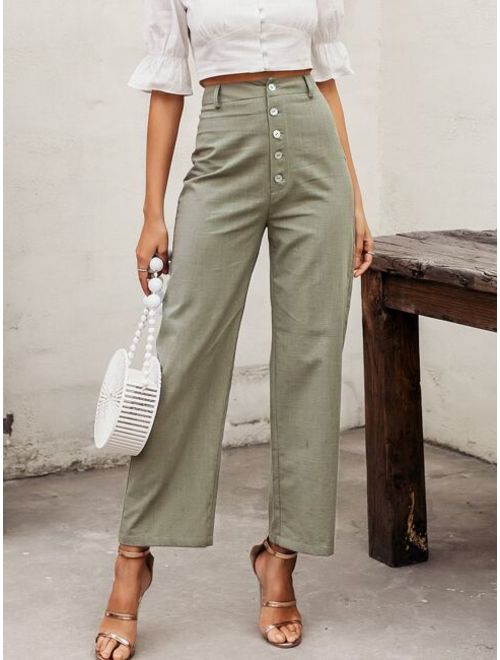 Shein Simplee Button Fly Linen Pants