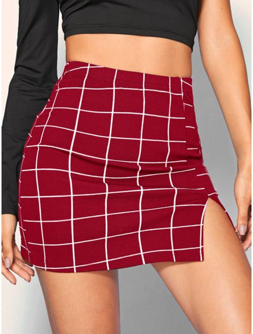 Shein Split Side Grid Skirt