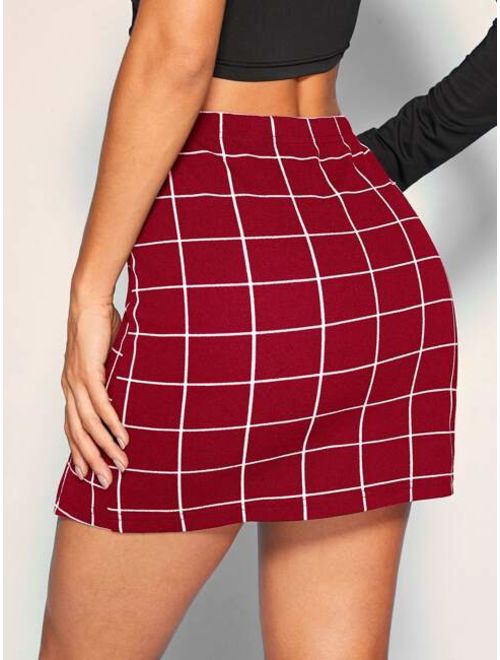 Shein Split Side Grid Skirt