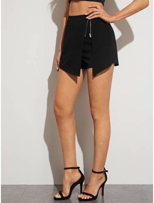 Shein Zip Up Asymmetrical Hem Skort