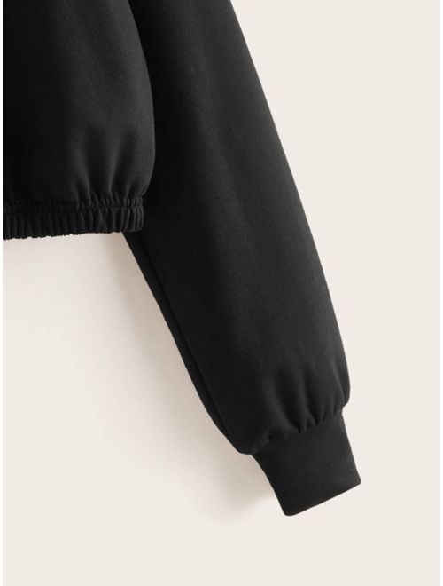 SweatyRocks Women's Striped Long Sleeve Crewneck Crop Top Sweatshirt