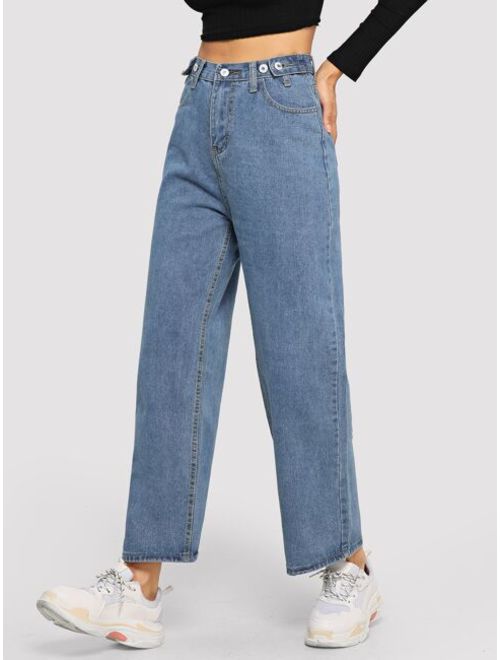 Shein Button Wide-leg Jeans