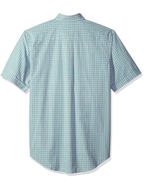 Arrow 1851 Men's Tall Hamilton Poplins Short Sleeve Button Down Plaid Shirt, Aqua Haze, 4X-Large Big