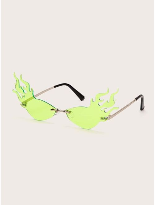 Shein Fire Design Rimless Sunglasses