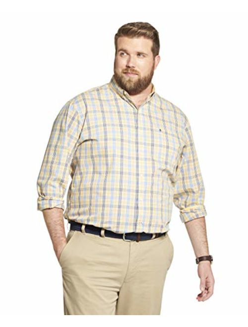 Men's IZOD Big & Tall Sport Flex Non-Iron Long Sleeve Button Front Shirt 