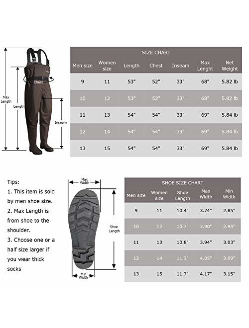 OXYVAN Waders Waterproof Lightweight Fishing Waders with Boots Bootfoot Hunting Chest Waders for Men Women