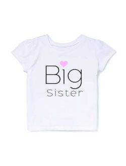 Big Sister Tee Shirt for Youth Kids Toddler Girls Pregnancy Announcement or Gender Reveal Sibling T-Shirt Ultra Soft Premium Cotton in White 4T