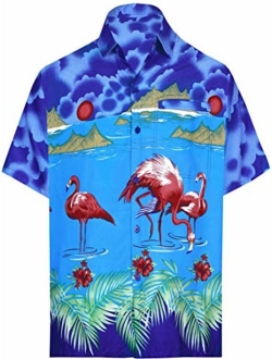 LA LEELA Men's Golf Front Pocket Short Sleeve Hawaiian Shirt