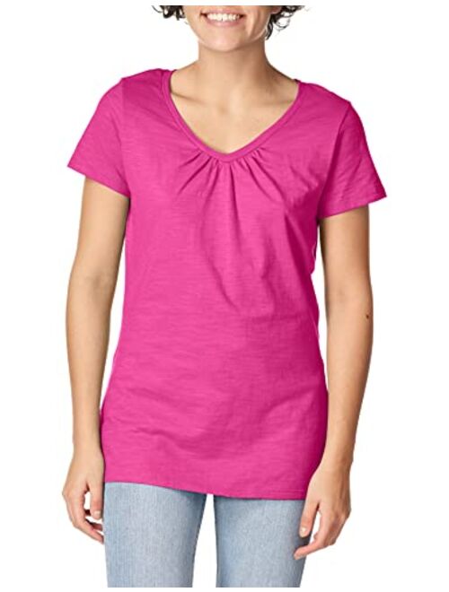 Hanes Women's Shirred V-Neck T-Shirt
