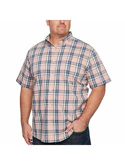 The Foundry Big & Tall Supply Co. Mens Short Sleeve Plaid Button-Front Shirt Big and Tall (2X-Large, Rose Multi Plaid)