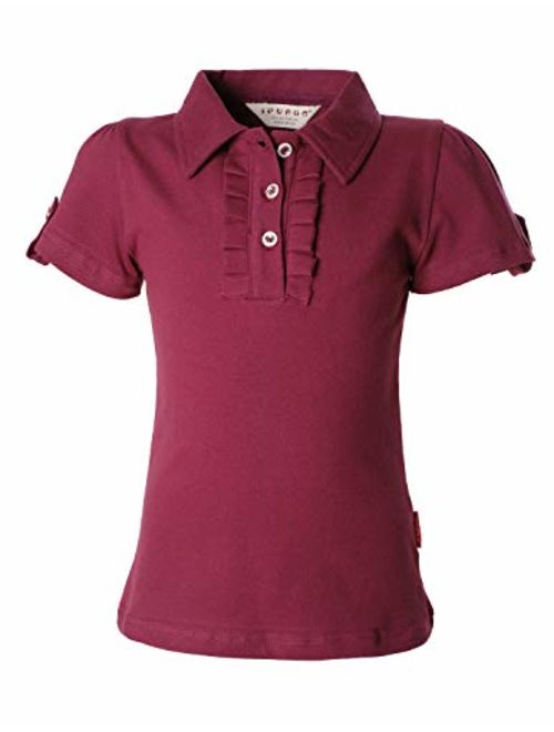 Ipuang Girl Short Sleeve Cotton Ruffle Polo Shirt Top
