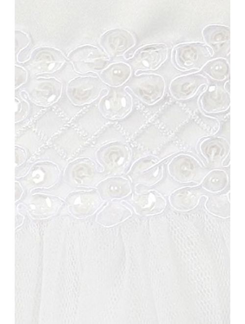 Flower Girl Cap Sleeved Big Girls' White Dress First Holy Communion