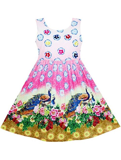 Sunny Fashion Girls Dress Sky Fantasy Colorful Angel Wings Feather Print