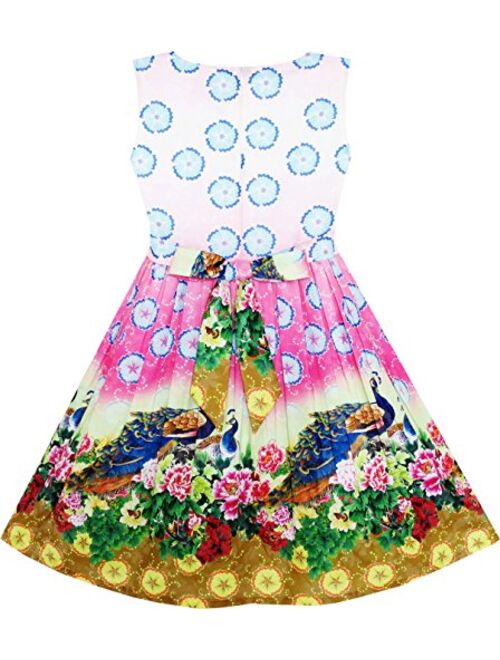 Sunny Fashion Girls Dress Sky Fantasy Colorful Angel Wings Feather Print