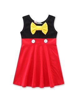 Girls Cotton Sleeveless Bow Red Dress Baby Clothing Knitted Backing Cute Skirt