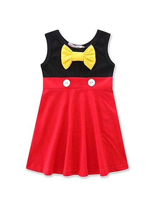 Girls Cotton Sleeveless Bow Red Dress Baby Clothing Knitted Backing Cute Skirt