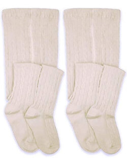 Jefferies Socks Girls School Uniform Cable and Rib Tight 2 Pack