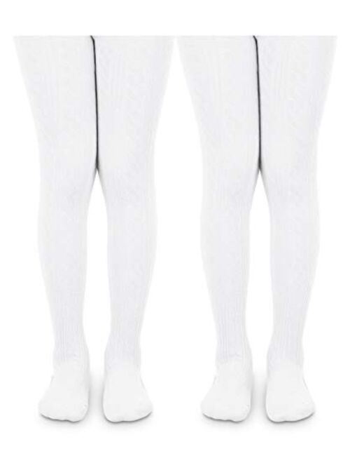 Jefferies Socks Girls School Uniform Cable and Rib Tight 2 Pack