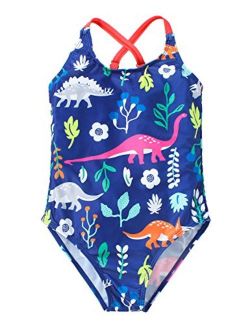 FreeLu Baby Girls' One Piece Cartoon Swimsuit Animal Print Bathing Suit Ruffles Swimwear Cute Baby Bikini Beachwear