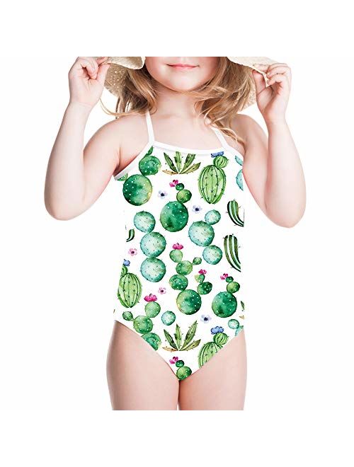 JoyLamoria Kids Swimsuits for Girls 3D Print One Piece Swimwear Elastic Bathing Suit 3T-6X