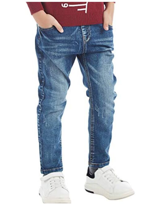 BYCR Boys' Blue Denim Jean Elastic Waist Pants for Kids Size 4-18