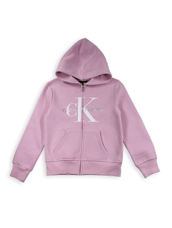 Girls' Logo Sweatshirt, Fleece Hoodie with Full-Zip Front & Functional Pockets