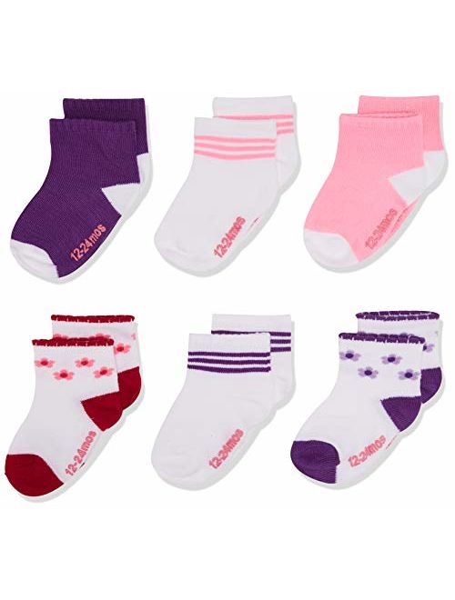 Hanes Girls' Toddler Ankle Socks (Pack of 6), Assorted color