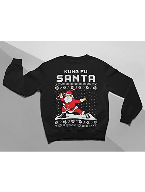 Tstars Kung Fu Santa Ugly Christmas Sweater Funny Youth Kids Sweatshirt