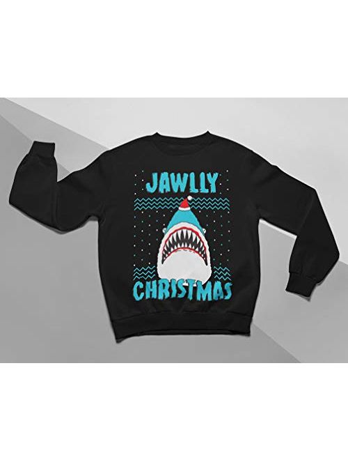 Jawlly Christmas Ugly Xmas Sweater Party Shark Youth Kids Sweatshirt
