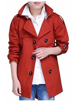 JiaYou Child Kid Boy Stylish Cotton Blend Long Sleeve Double Breasted Trench Coat