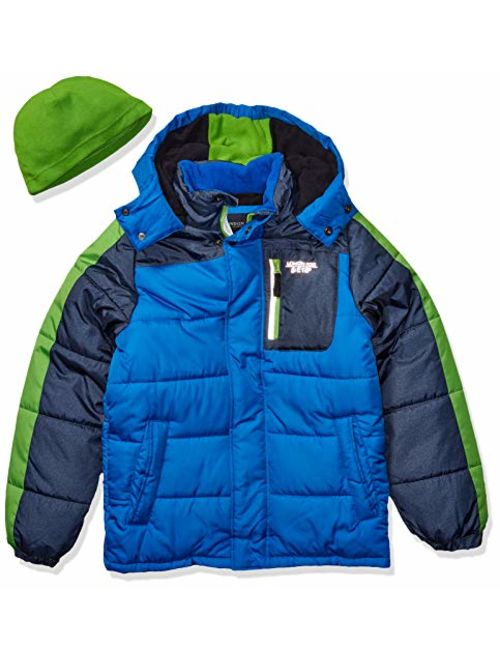 LONDON FOG Boys' Toddler Color Blocked Puffer Jacket Coat with Hat