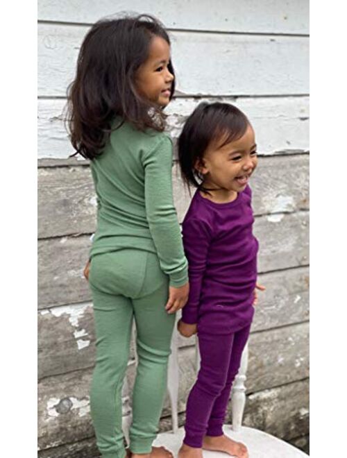 Merino Wool Kids Pajama Set. Thermal Underwear Base Layer PJ Unisex.
