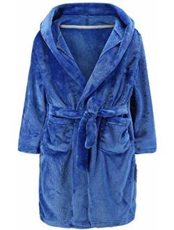 Boys Bathrobes, Toddler Kids Hooded Robes Soft Plush Fleece Pajamas Sleepwear for Boys & Girls
