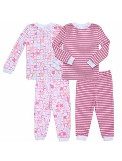 Asher and Olivia Girl's 2-Pack Pajama Set Baby Clothes Pjs Sleepers Footless Sleepwear