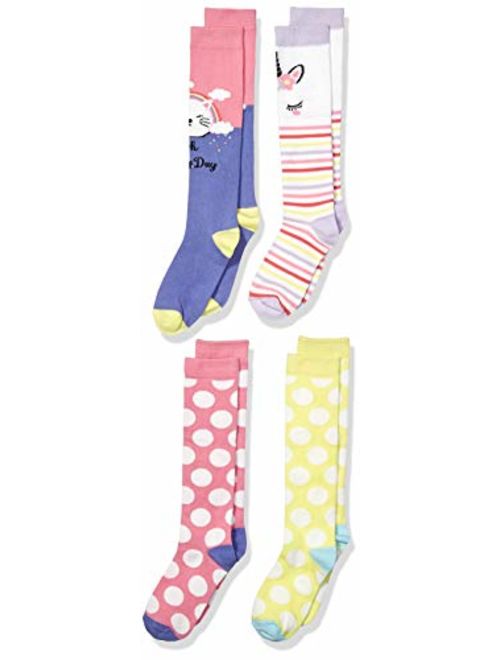 Amazon Brand - Spotted Zebra Girl's 4-Pack Knee Socks