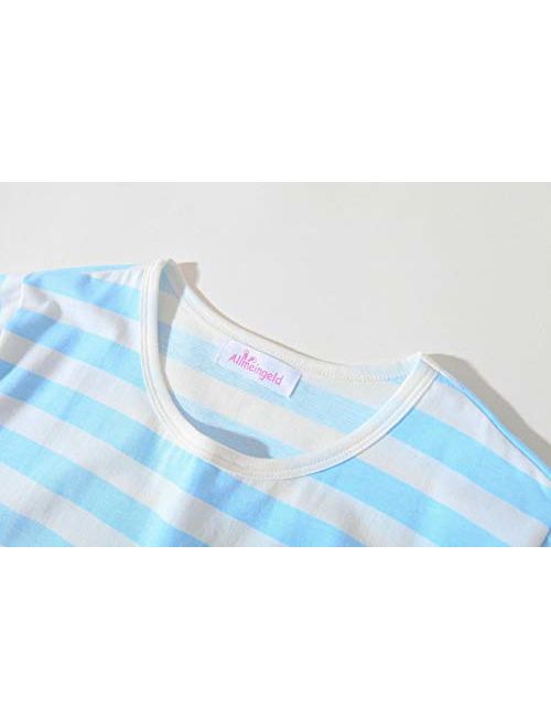 Allmeingeld Girls' Kitty Nightgowns Cat Sleep Shirts Cotton Sleepwear for 3-10 Years