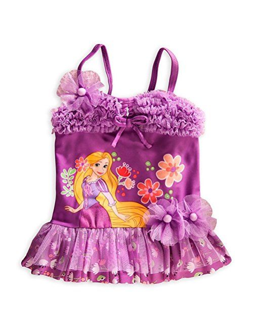 Disney Store Princess Tangled Rapunzel Girl Two-piece Deluxe Swimsuit Size 7/8