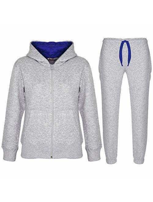 H&F ® Boys & Girls Unisex Tracksuit Girls Boys Designer Contrast Panel Hooded Top Bottom Style 4 Jogging Suit Joggers Outfit Set Size Age 3-4 5-6 7-8 9-10 11-12 13 Years